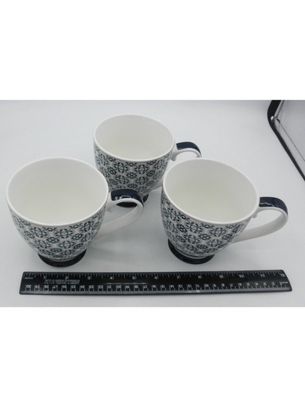 The English Mug Company Coffee Tea Cups Geometric Florals Design 12 Oz. SET OF 3 - Picture 8 of 8